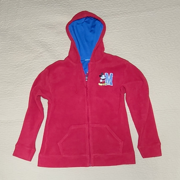 Vintage Disney Mickey Mouse embroidered fleece zip up hooded sweatshirt size M - Picture 3 of 9